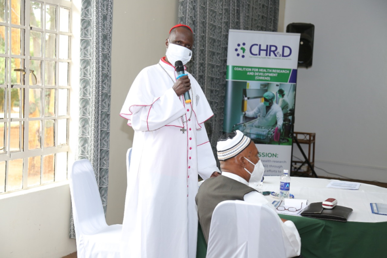 One of the delegates, Cardinal Elias Komenya while speaking at the EAC Conference in Machakos)