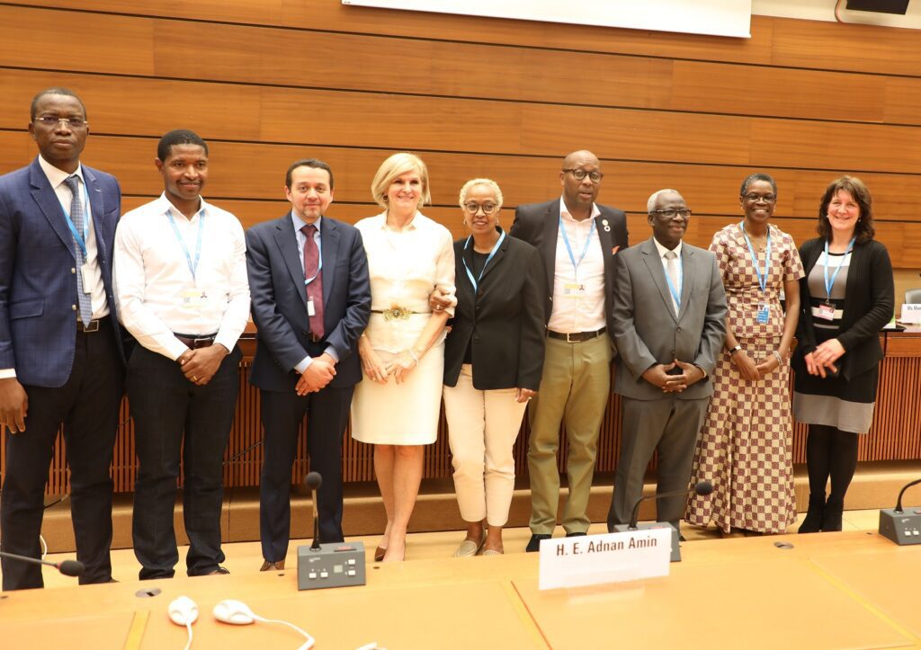 A section of Ministers of Health attending the launch of the regional initiative on climate change and health at the 76th World Health Assembly in Geneva